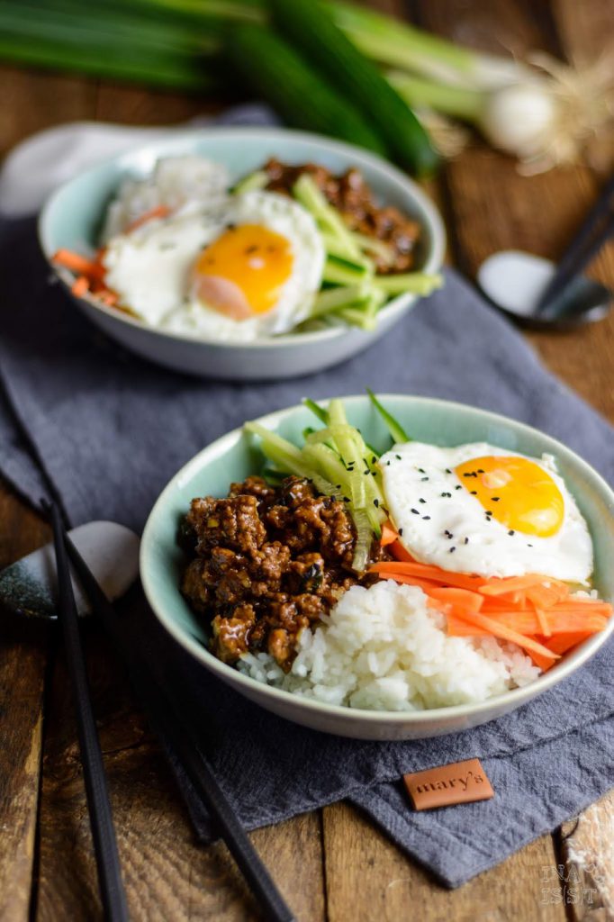 Korean Beef Bowl Rezept, Fleisch asiatisch mit Reis