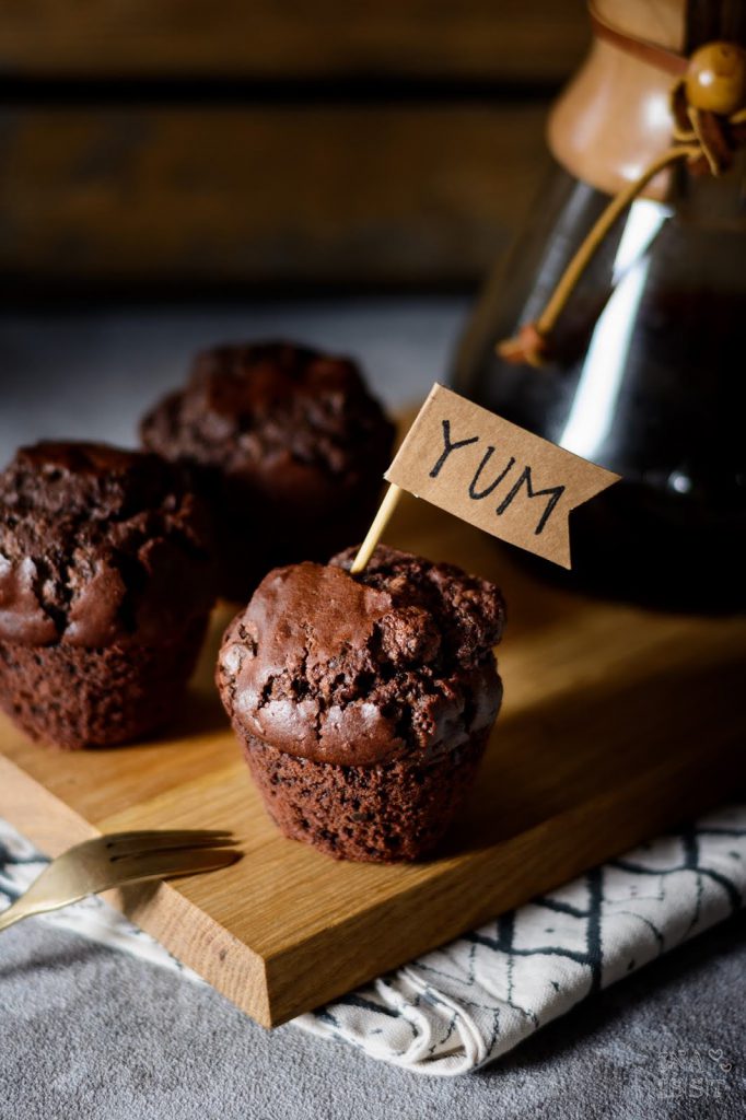 Rezept für Big Double Chocolate Muffins mit viel Schokolade