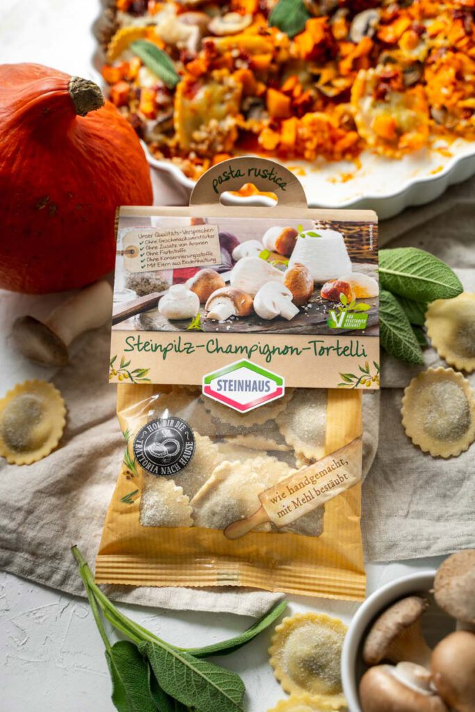 Steinpilz Champignon Tortelli Auflauf mit Kürbis und Buchweizen Ina Isst