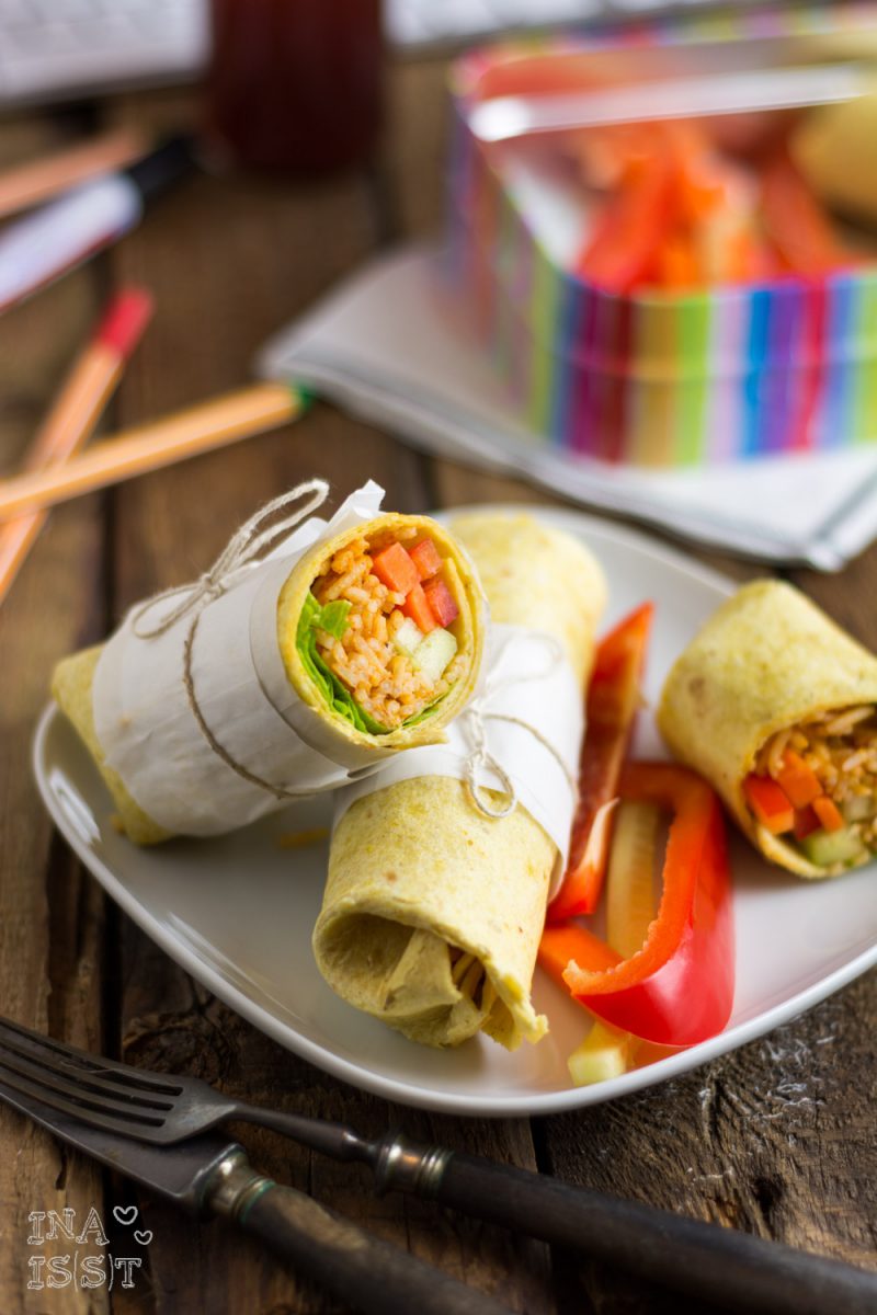 Essen Im Buro 1 Reis Burritos Mit Frischem Gemuse Vegan Ina Isst
