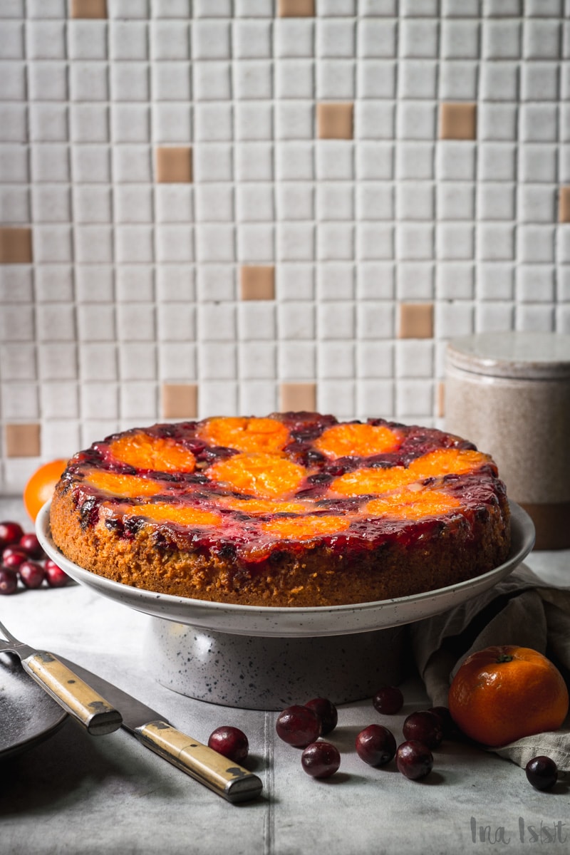 Einfacher Upside Down Cranberry-Mandarinen Kuchen