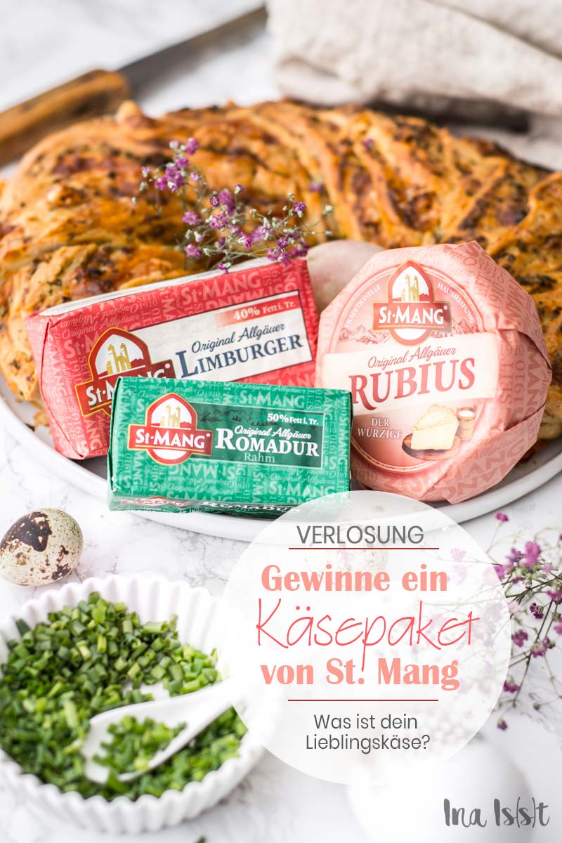 Herzhafter Osterkranz mit Käse und Schnittlauch, St.Mang Limburger Käse, Rezept für Oster Hefekranz
