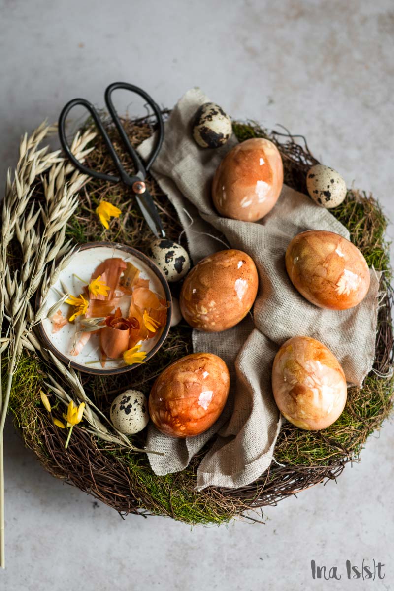 Irish Fairy Eggs, Ostereier natürlich färben, Ostereier Zwiebelschale, Ostereier Naturfarben