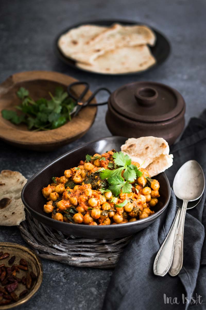 Vegetarisches Kichererbsen Curry mit Spinat, Curry Rezept ohne Fleisch