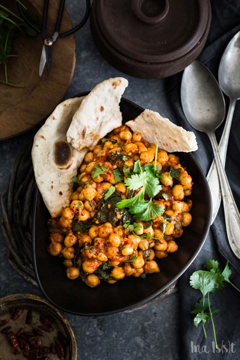 Vegetarisches Kichererbsen Curry mit Spinat, Curry Rezept ohne Fleisch