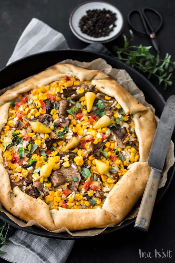 Mais Galette mit gemischten Pilzen und Mozzarella - Ina Isst