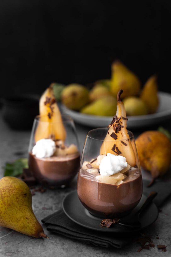 Birne Helene Dessert im Glas mit Zartbittercreme Ina Isst