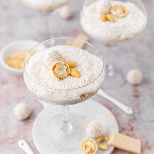 Raffaello Creme Dessert im Glas, Dessert im Glas, Kokos Dessert, Kokoscreme, #raffaello, #kokosdessert