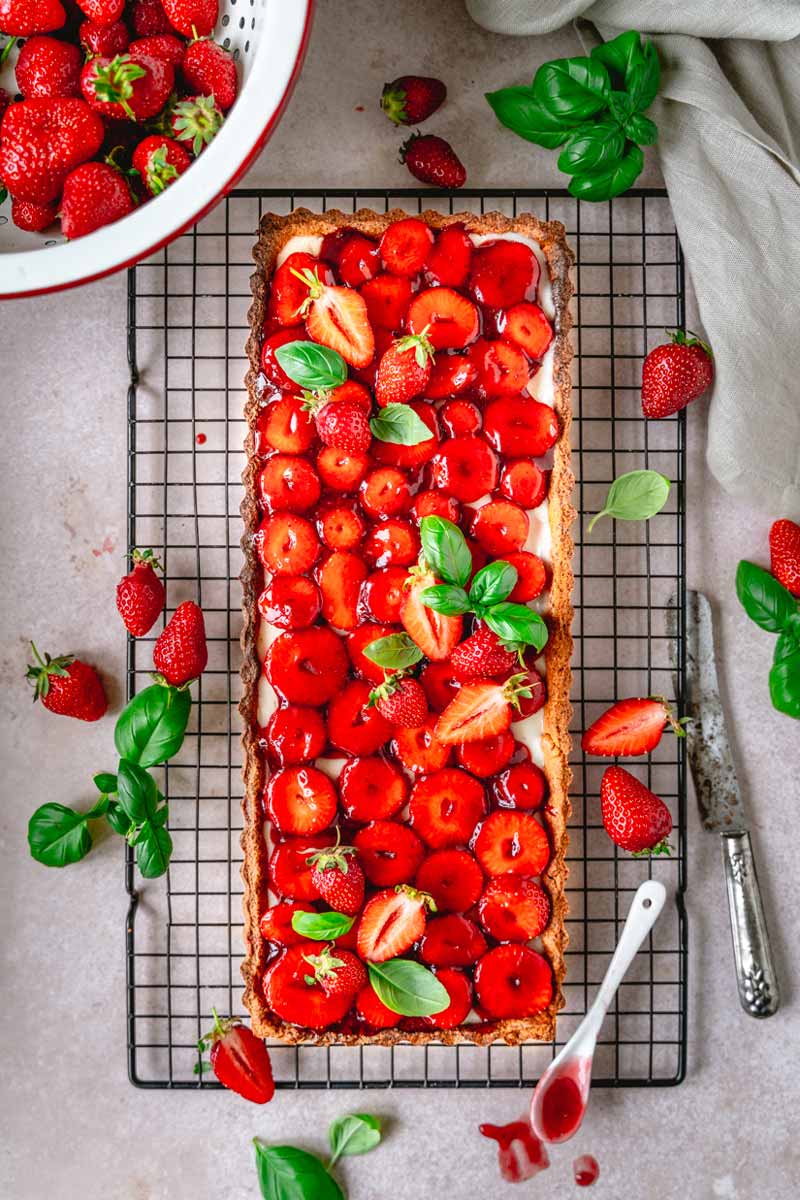 Erdbeer-Basilikum-Tarte, Erdbeerkuchen, #erdbeerkuchen, Erdbeer-Tarte